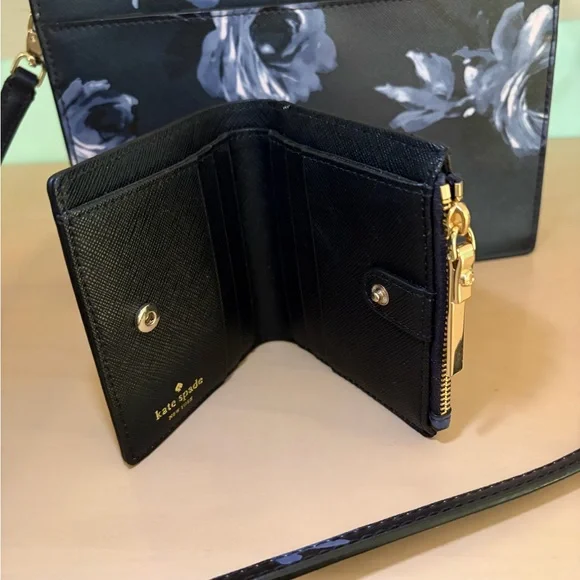 Kate Spade Black and Blue Floral Crossbody Bag and Wallet - Picture 5 of 8